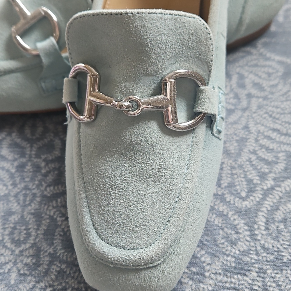 Beautiful Pale Aqua Suede Flats - Picture 2 of 4